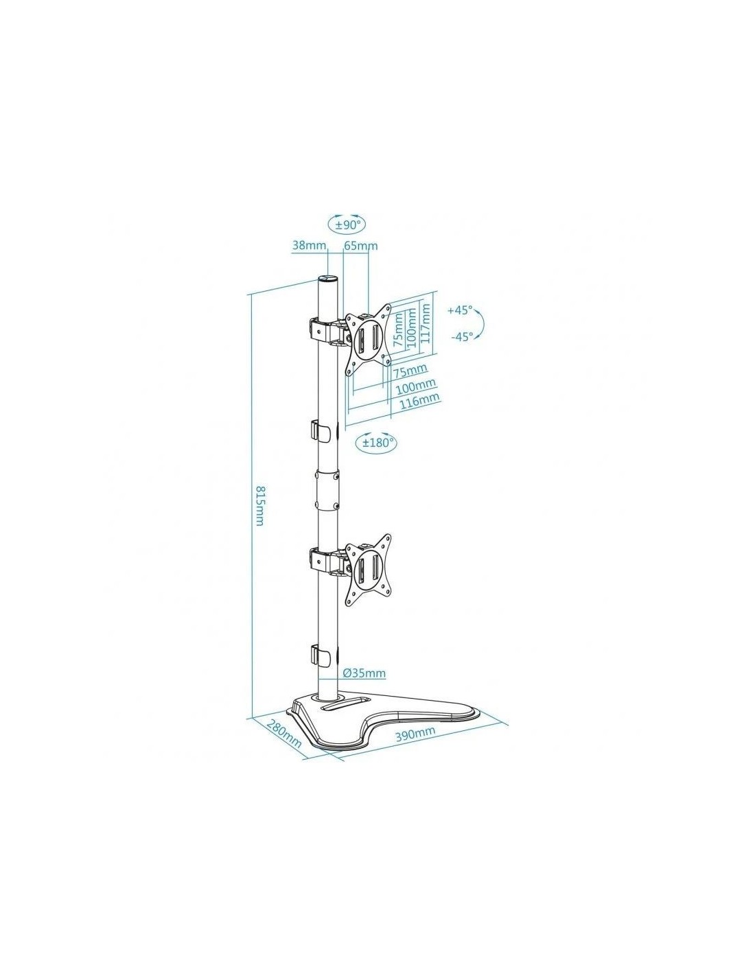 SOPORTE DE SOBREMESA MONITOR TOOQ 17-32 9KG 2 BRAZOS VERTICAL GIRA/INCLI