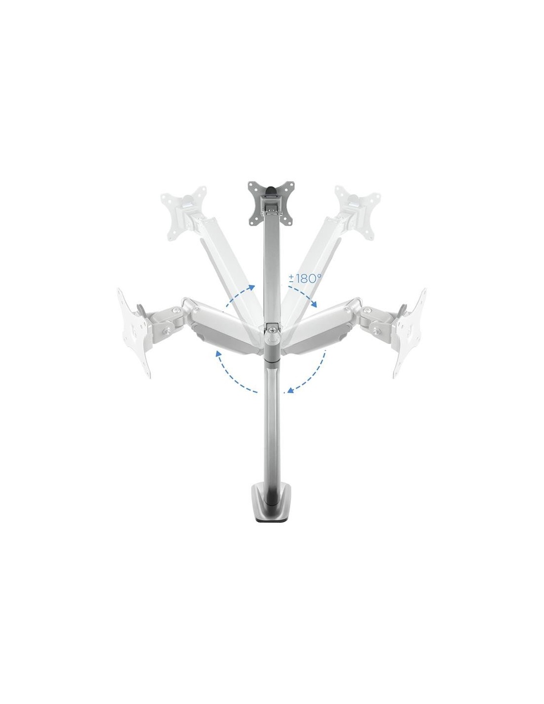 SOPORTE DE MESA TV MONITOR TOOQ GIRATORIO INCLINABLE 13-32 1 BRAZO SILVER