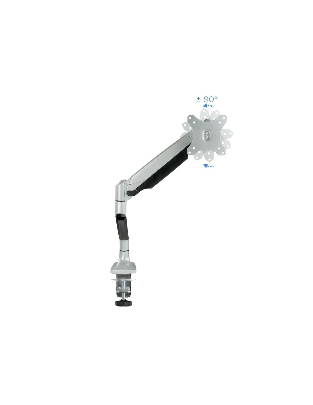 SOPORTE DE MESA TV MONITOR TOOQ GIRATORIO INCLINABLE 13-32 1 BRAZO SILVER