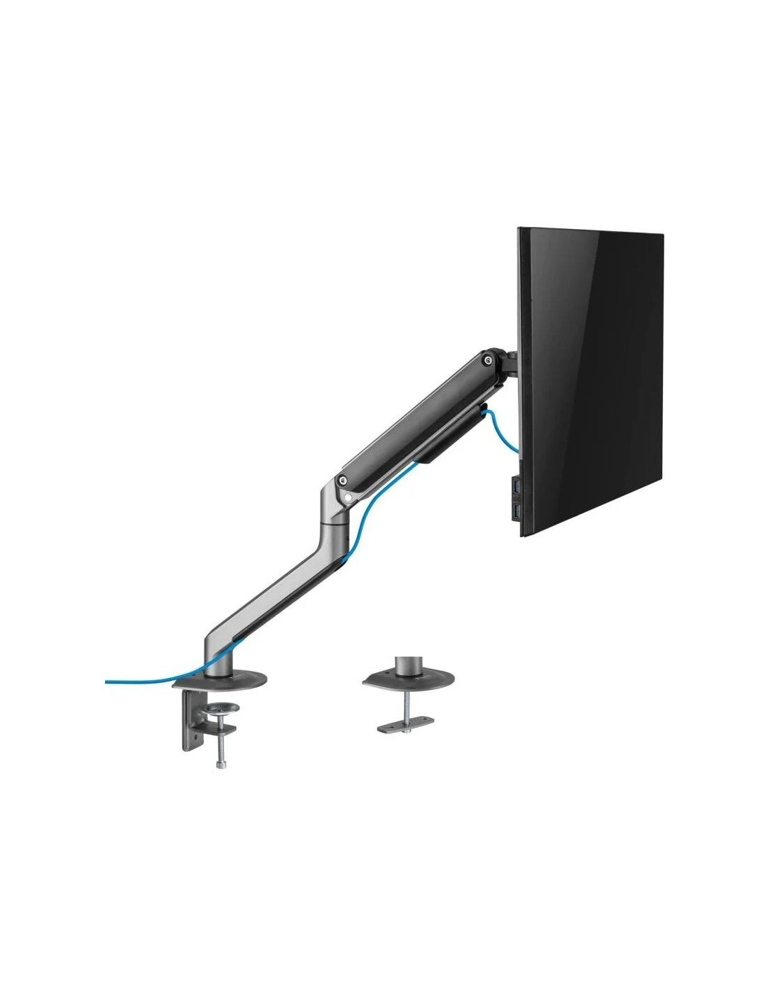 SOPORTE DE MESA TV MONITOR TOOQ ERGONOMICO ASISTIDO 17-32 BLACK/SILVER