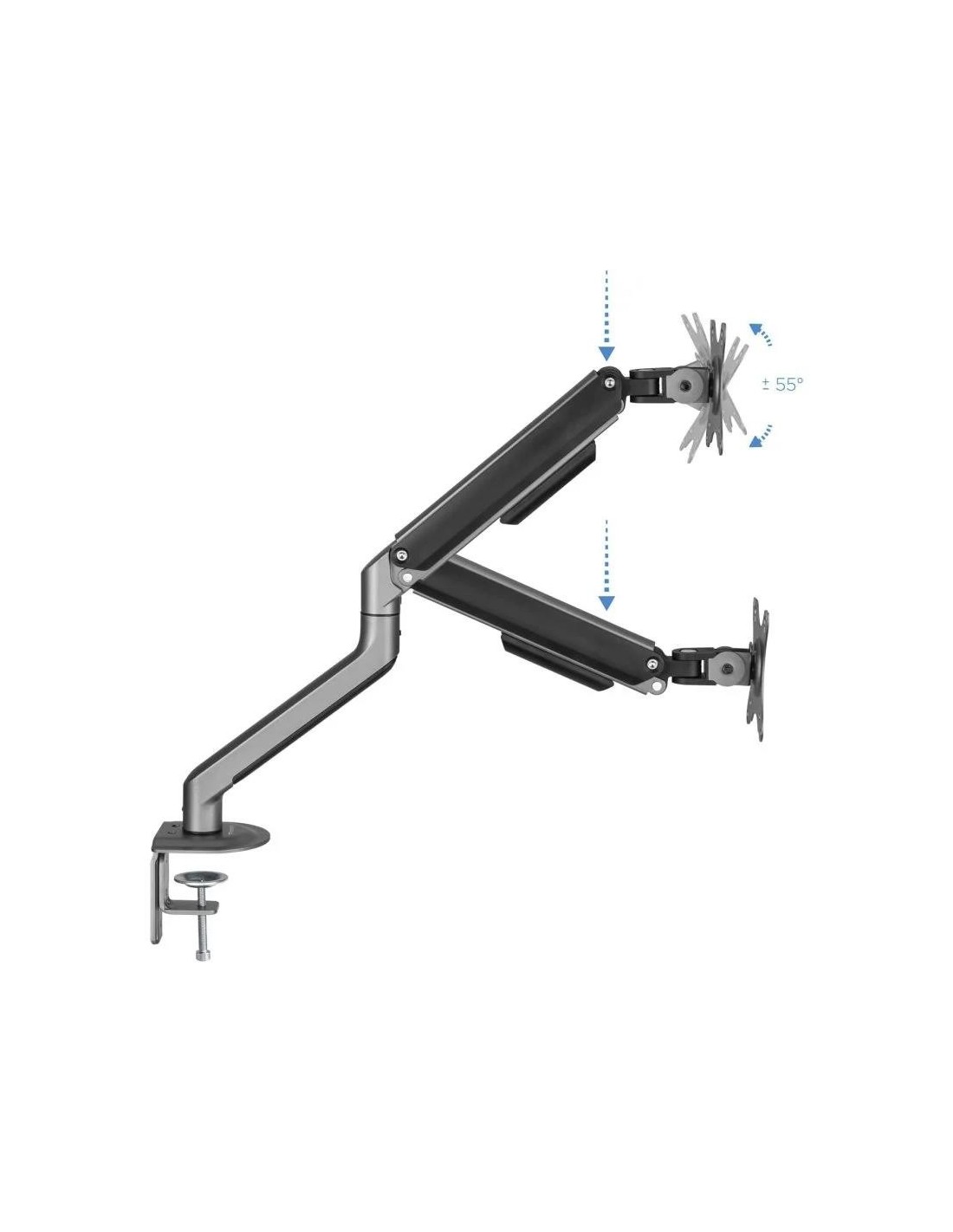SOPORTE DE MESA TV MONITOR TOOQ ERGONOMICO ASISTIDO 17-32 BLACK/SILVER
