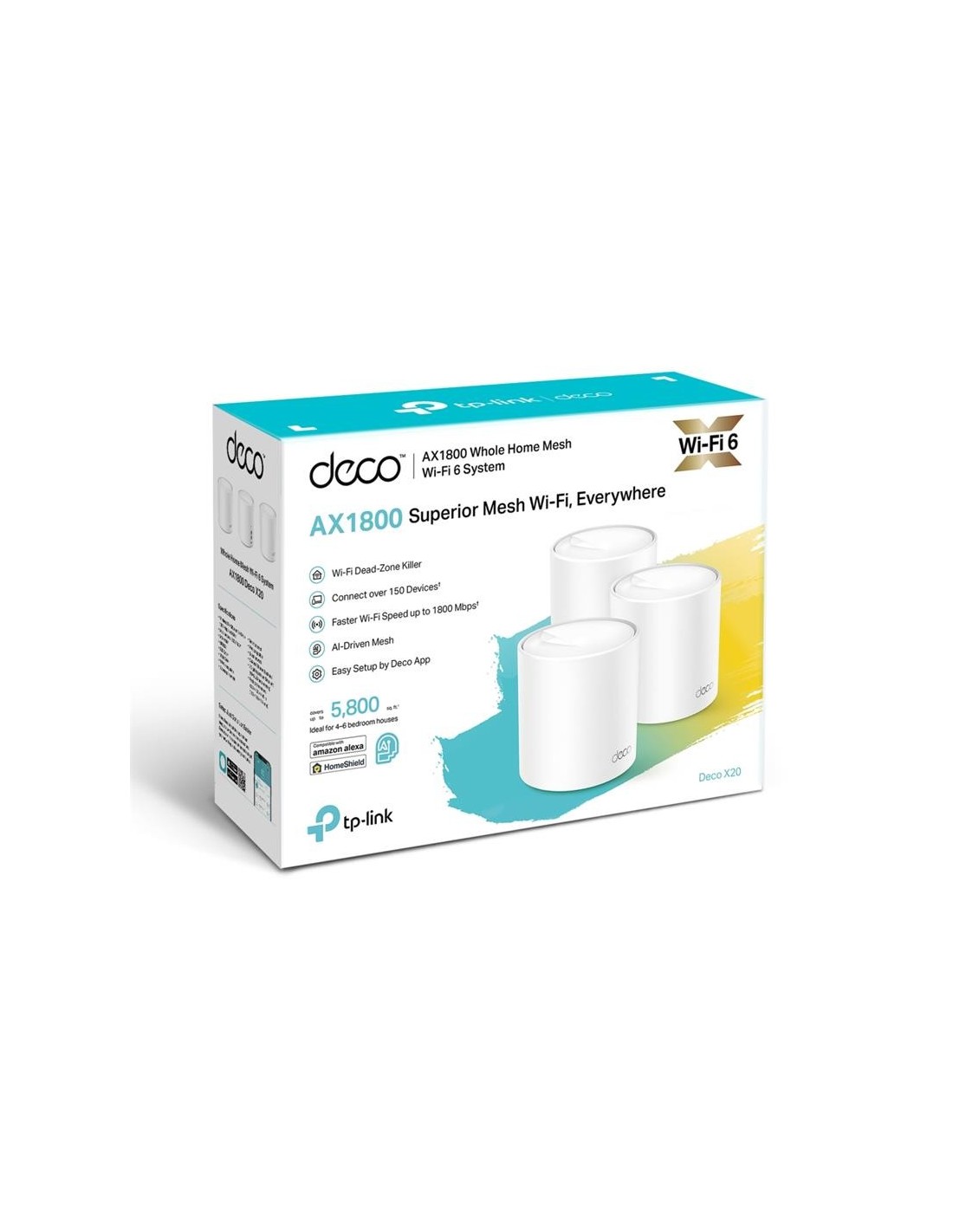 WIRELESS REPEATER TP-LINK AX1800 HOME MESH PACK 3 DECO X20