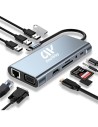 DOCK HUB ONEWAY USB-C 11 EN 1 HDMI/VGA/RJ45/USB 3.0/USB-C PD/MICROSD SILVER