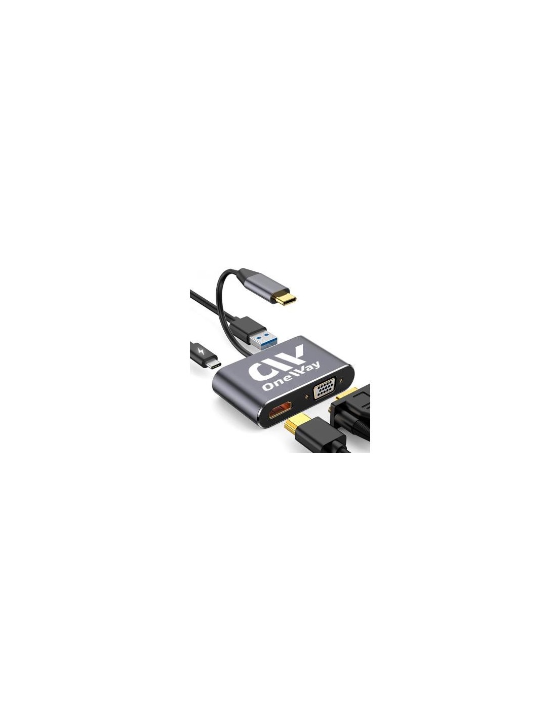 DOCK HUB ONEWAY USB-C 4 EN 1 HDMI/VGA/USB 3.0/USB-C PD SILVER