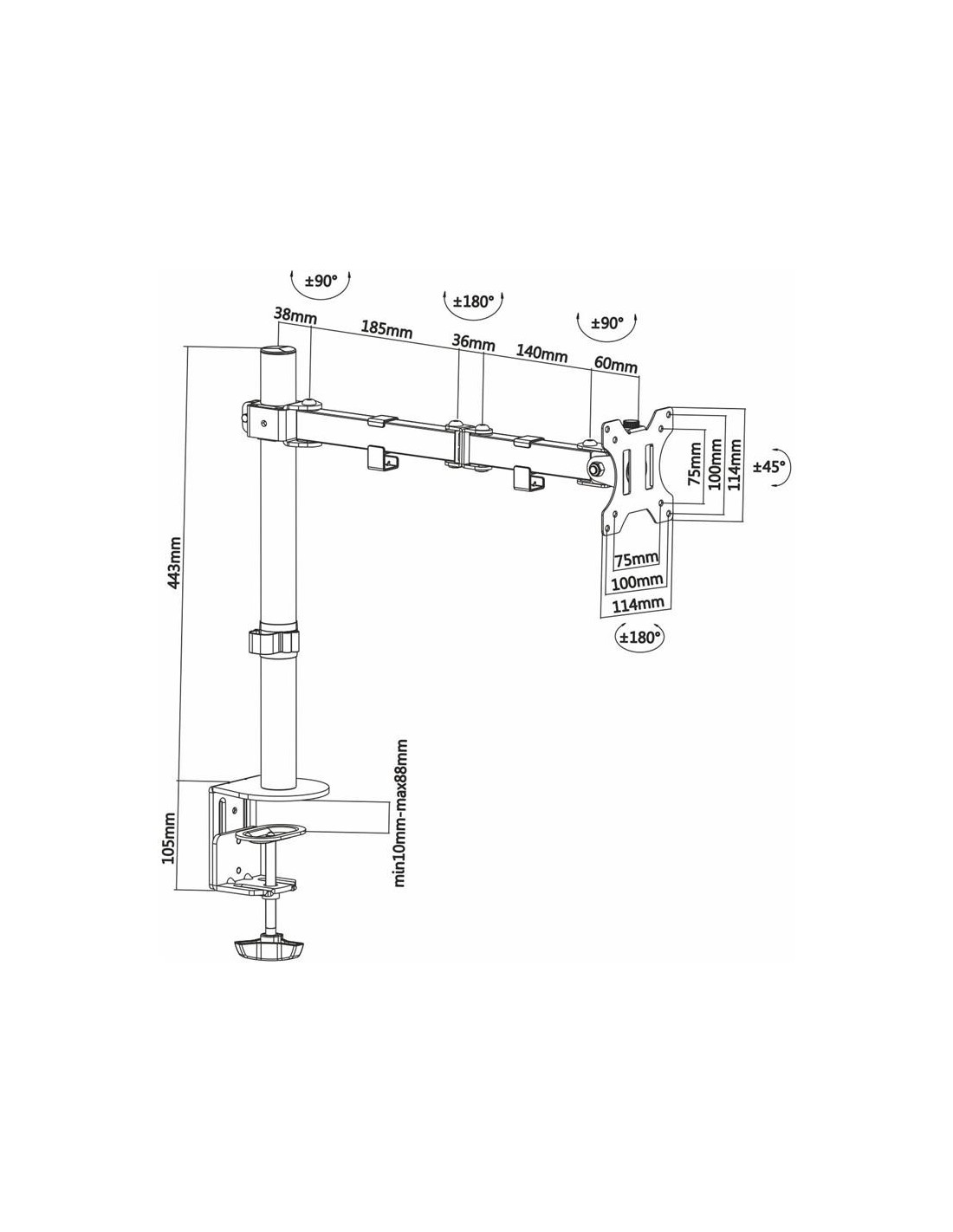 SOPORTE DE MESA TV/MONITOR AINSENS 13-32 1 BRAZO BLACK