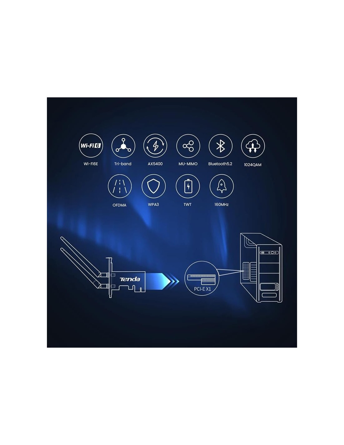 TARJETA DE RED TENDA PCIE WIFI 6E AX5400 TRI BAND