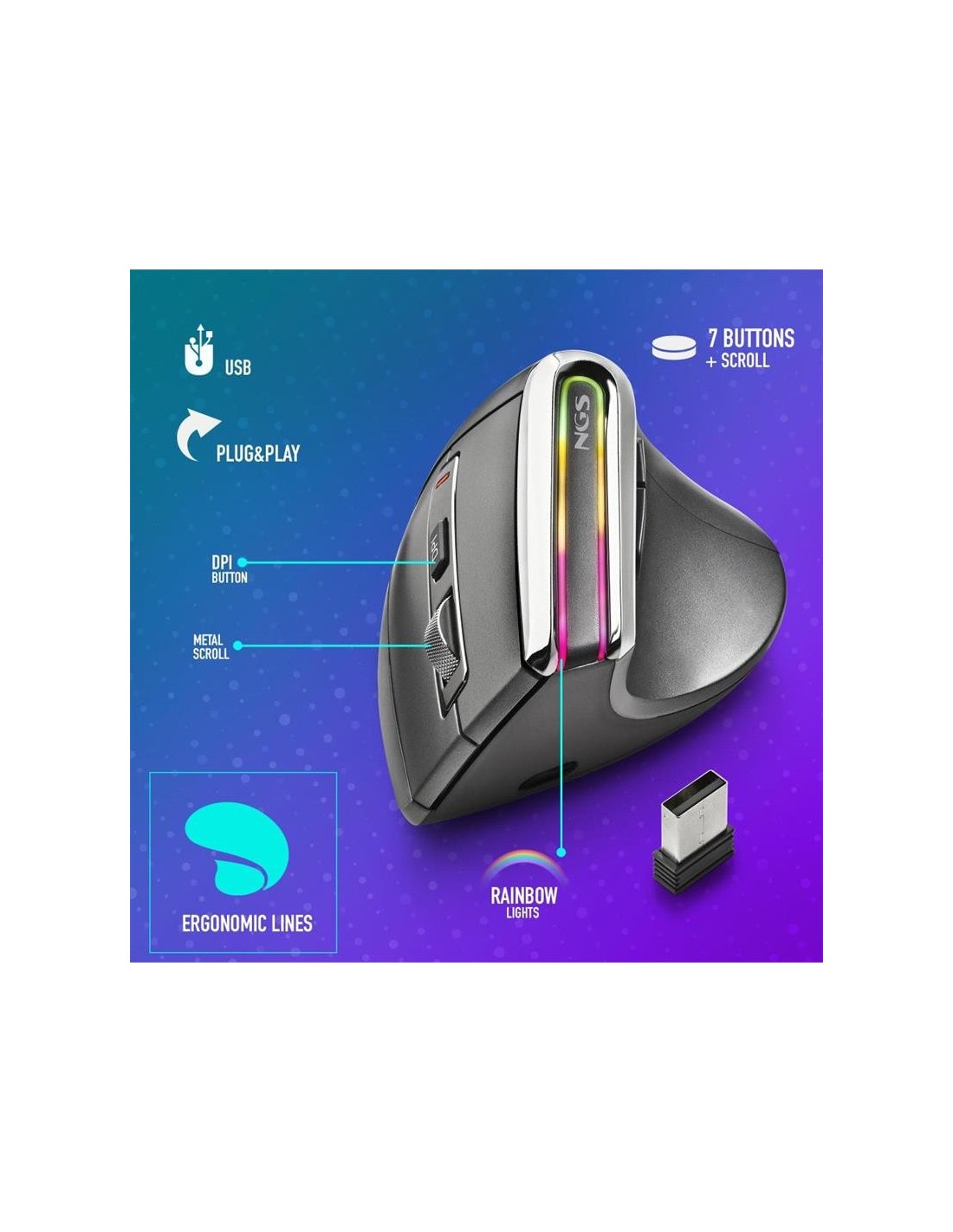 RATON NGS EVO KARMA LED ERGONOMIC WIRELESS