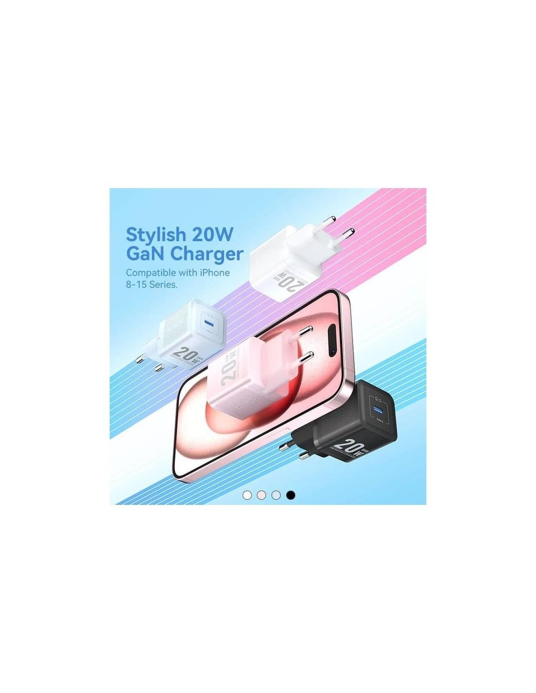 CARGADOR DE PARED VENTION GAN USB-C 20W ROSE