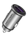 CARGADOR COCHE SMARTPHONE VENTION 30W 2XUSB-A SILVER