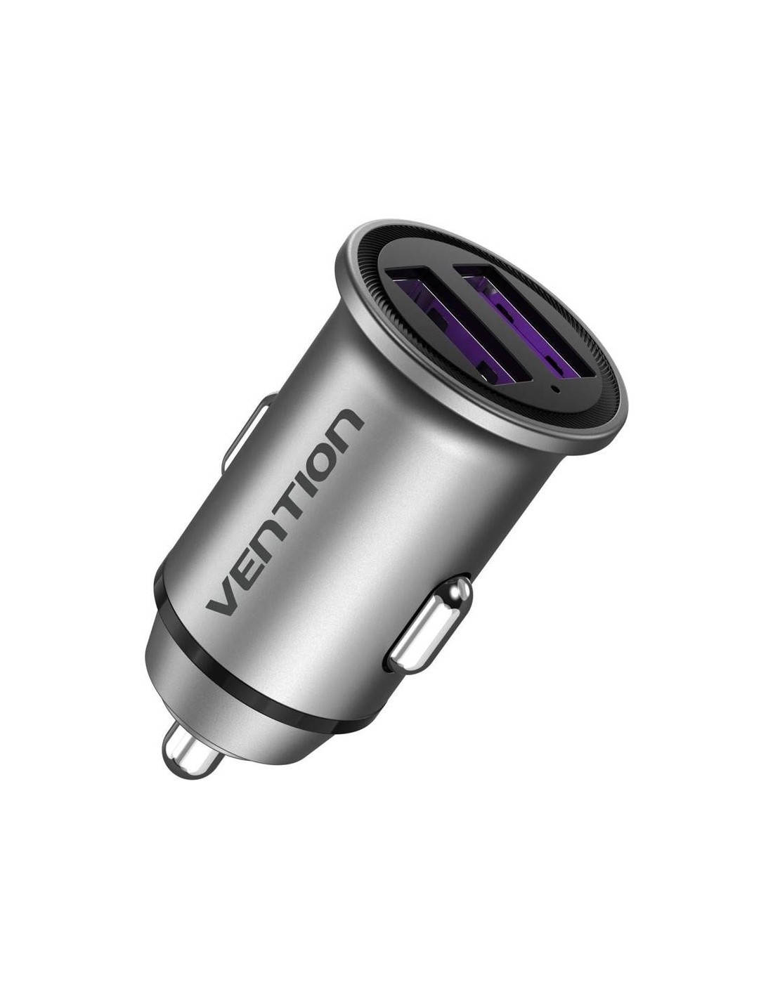 CARGADOR COCHE SMARTPHONE VENTION 30W 2XUSB-A SILVER