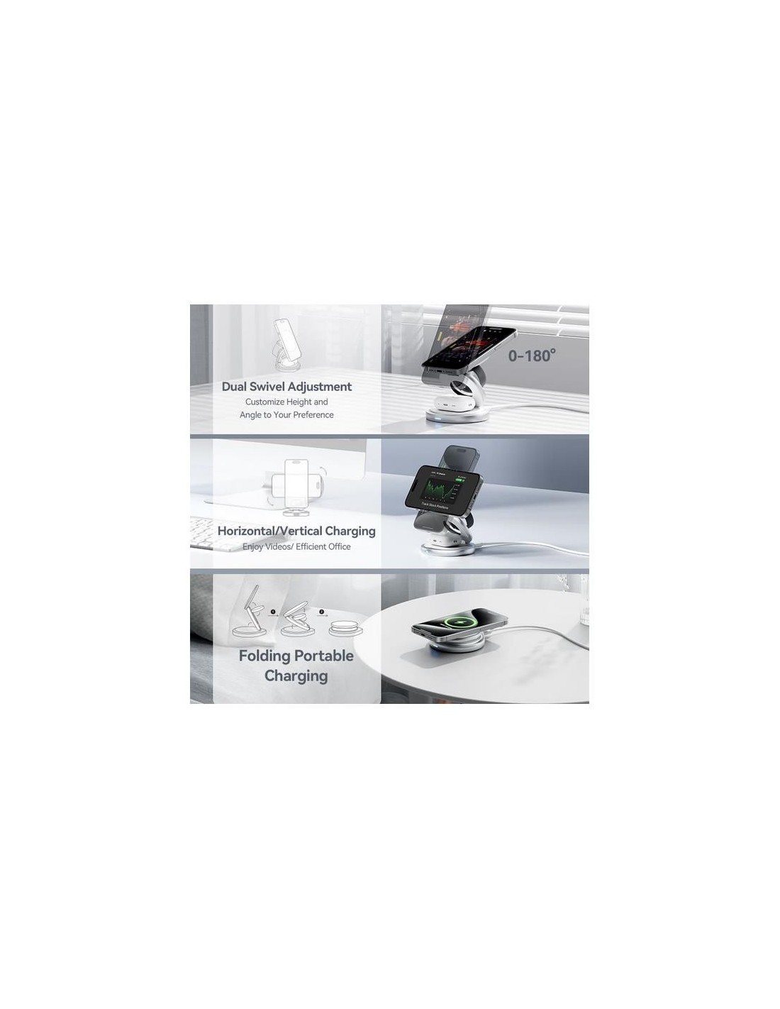 BASE CARGADOR VENTION SMARTPHONE/APPLE WATCH/AURICULARES WIRELESS SILVER