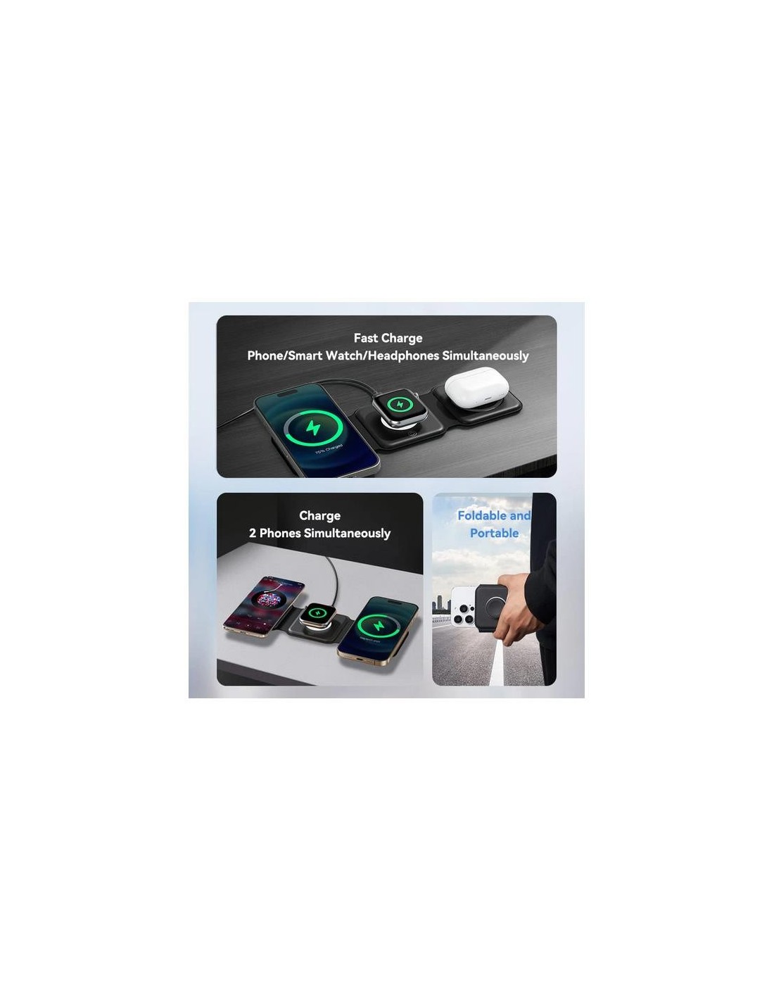BASE CARGADOR PAD VENTION SMARTPHONE/APPLE WATCH/AURICULARES WIRELESS BLACK