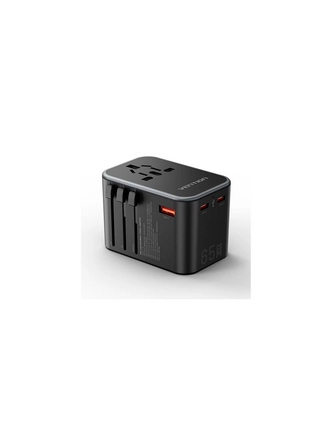 CARGADOR DE PARED VENTION UNIVERSAL GAN 2XUSB-C USB-A 65W