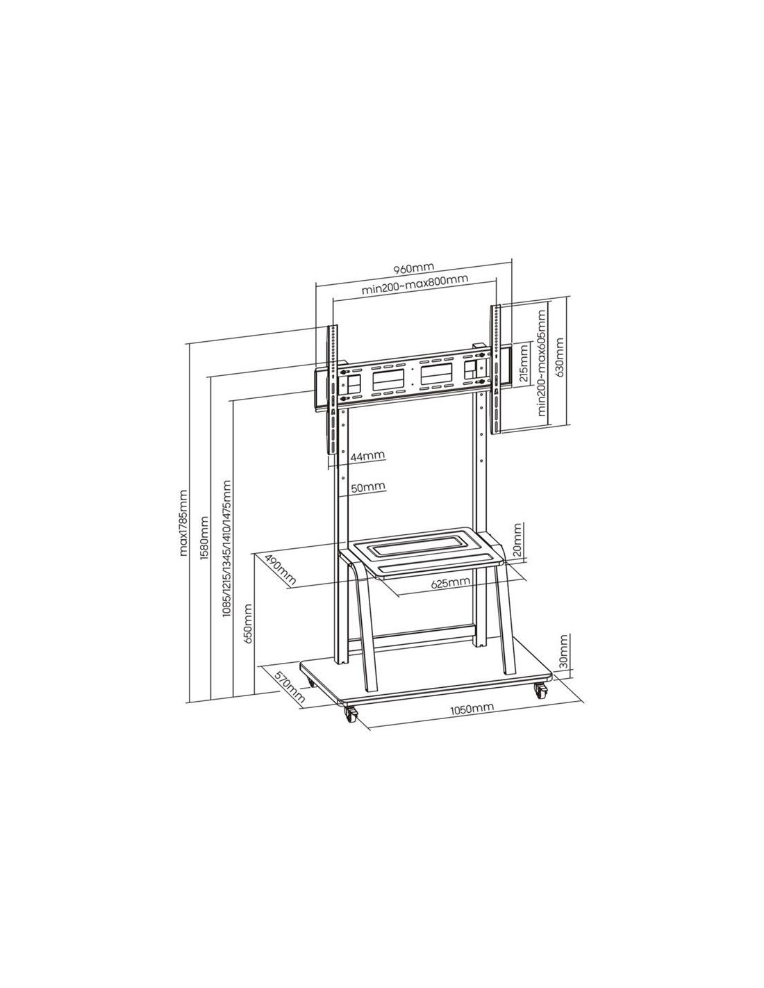 SOPORTE TV MONITOR AISENS SUELO CON RUEDAS 37-100 150KG BLACK/SILVER
