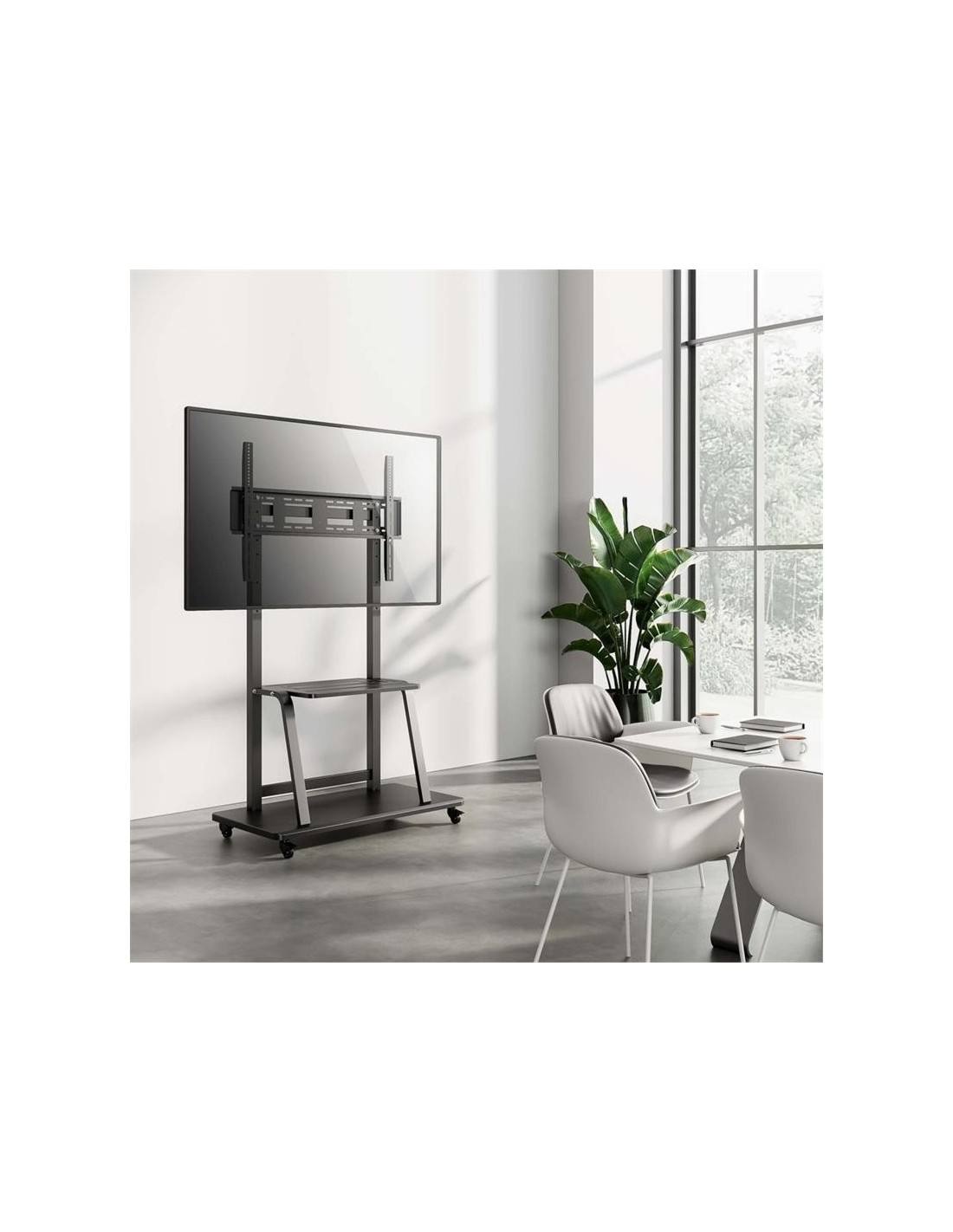 SOPORTE TV MONITOR AISENS SUELO CON RUEDAS 37-100 150KG BLACK/SILVER