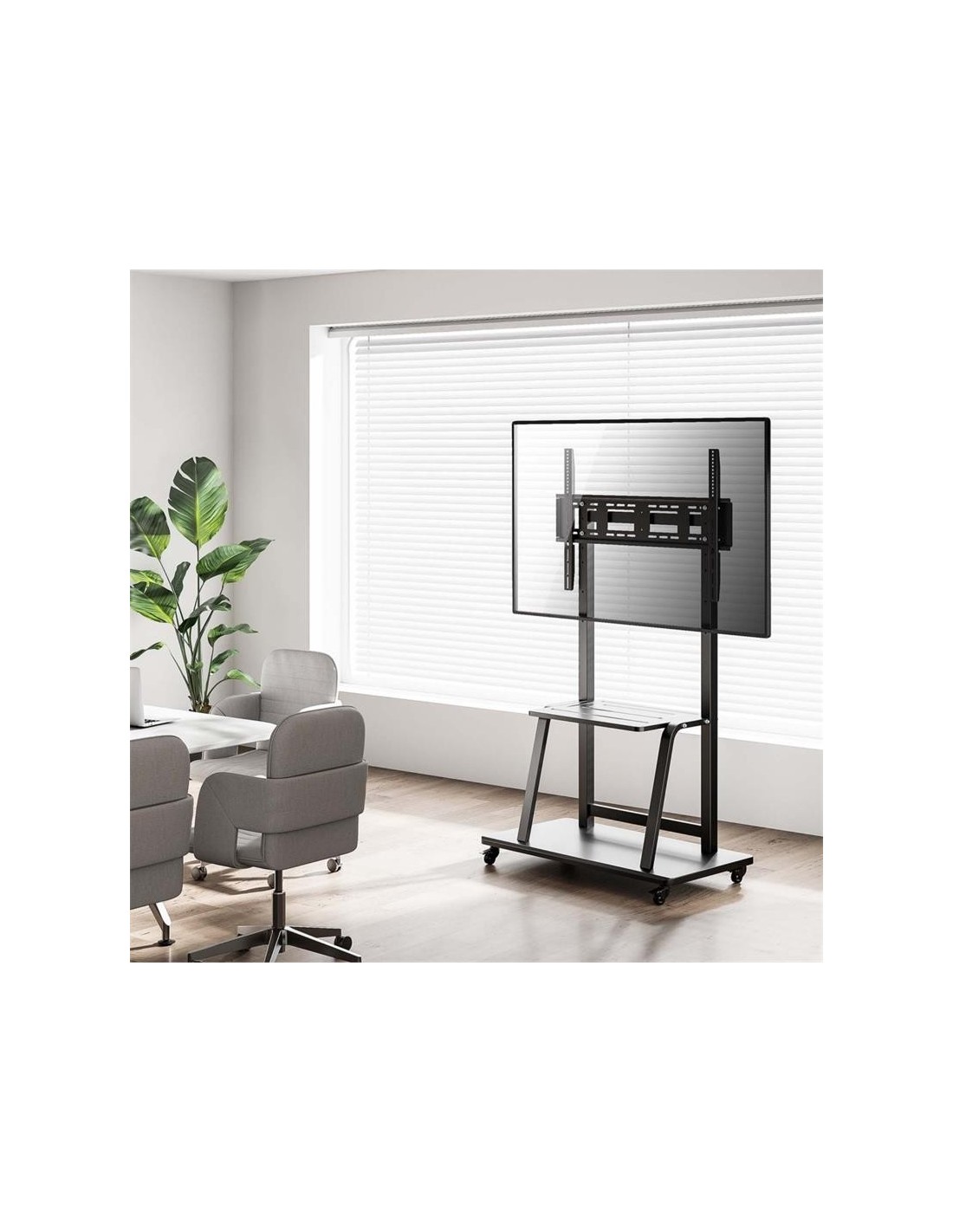 SOPORTE TV MONITOR AISENS SUELO CON RUEDAS 37-100 150KG BLACK/SILVER
