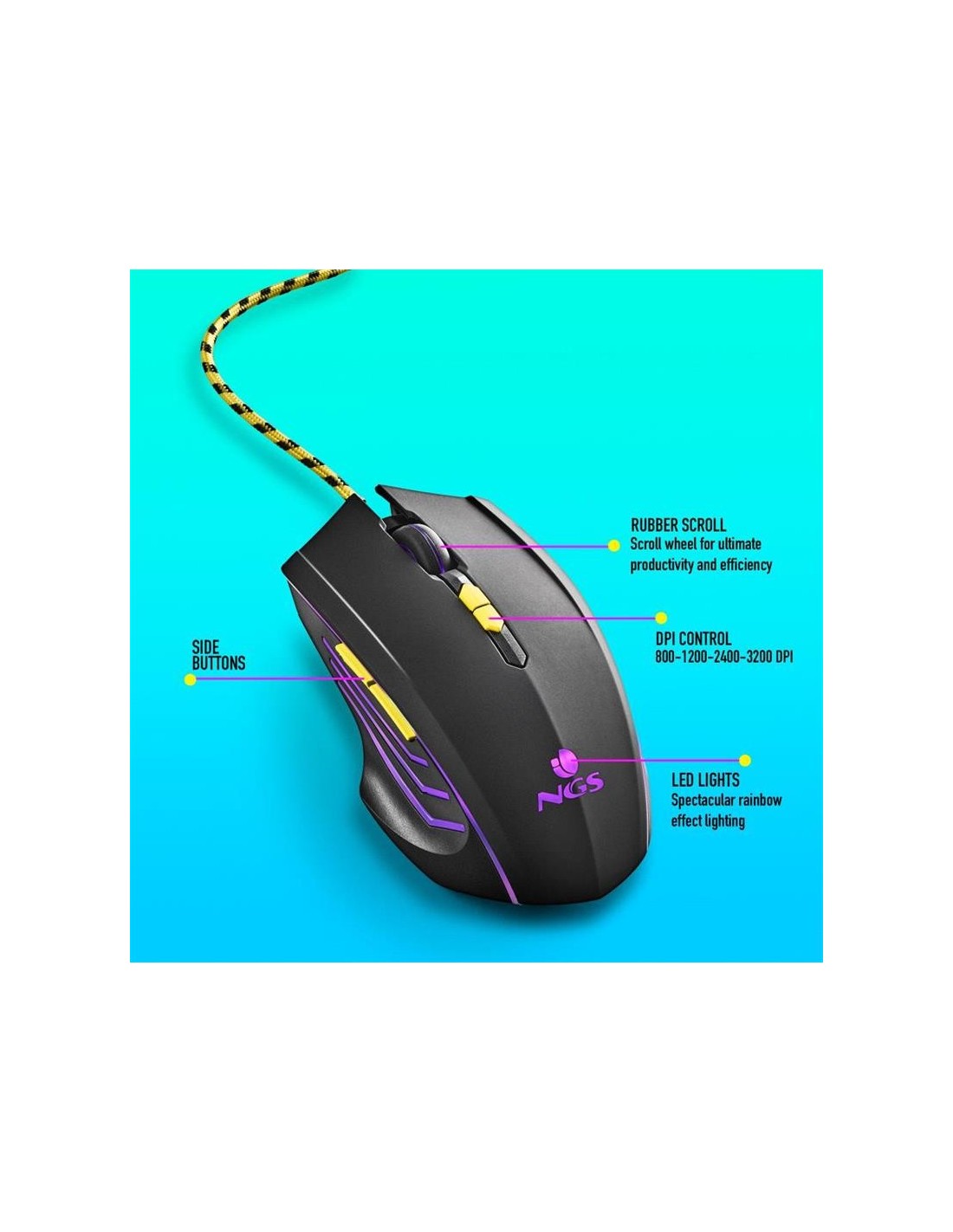 RATON NGS GAMING 6 BOTONES USB RGB BLACK