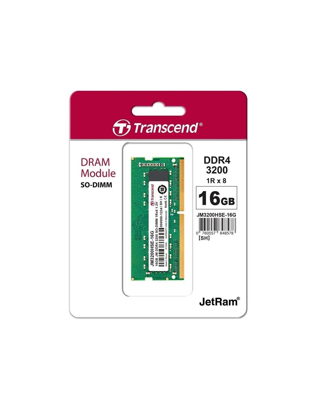 MEMORIA SODIMM 16GB TRANSCEND DDR4 3200MHZ