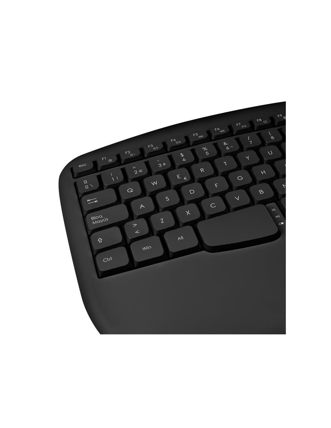 TECLADO PHOENIX K201 ERGONOMICO WIRELESS BLACK