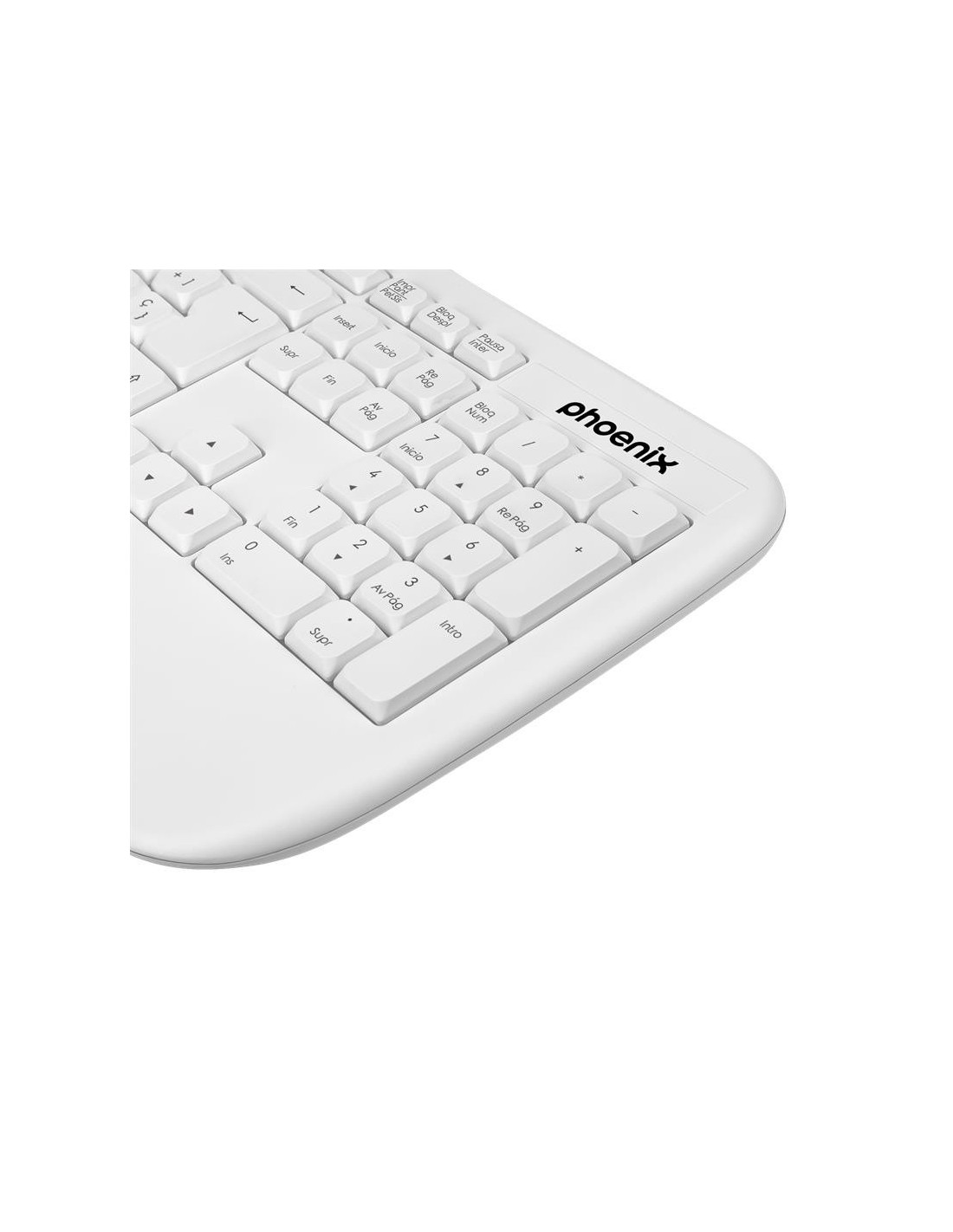 TECLADO PHOENIX K201 ERGONOMICO WIRELESS WHITE