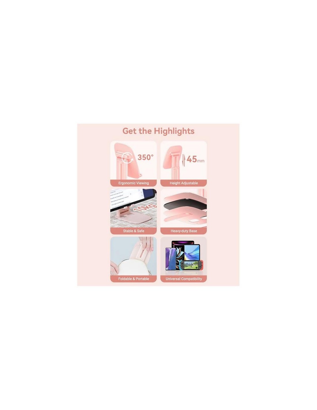 SOPORTE VENTION SOBREMESA PARA SMARTPHONE/TABLET 4-12.9 ROSE