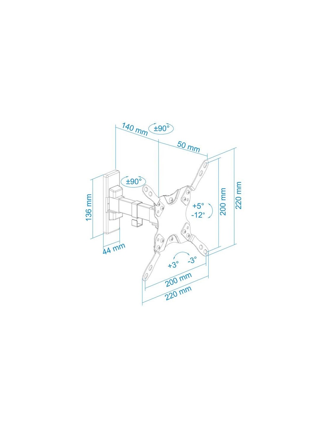 SOPORTE TV MONITOR TOOQ 13-42 GIRATORIO/INCLINABLE 20KG MAX