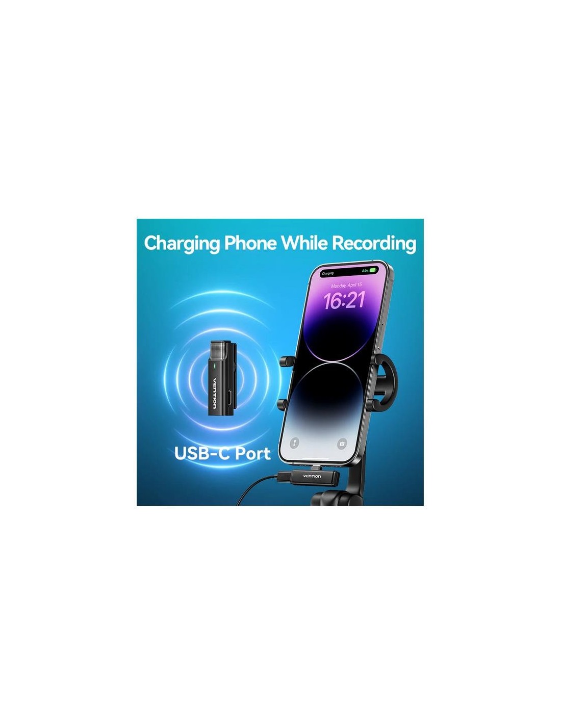 MICROFONO VENTION USB-C LAVALIER 2 MICROFONOS PINZA WIRELESS