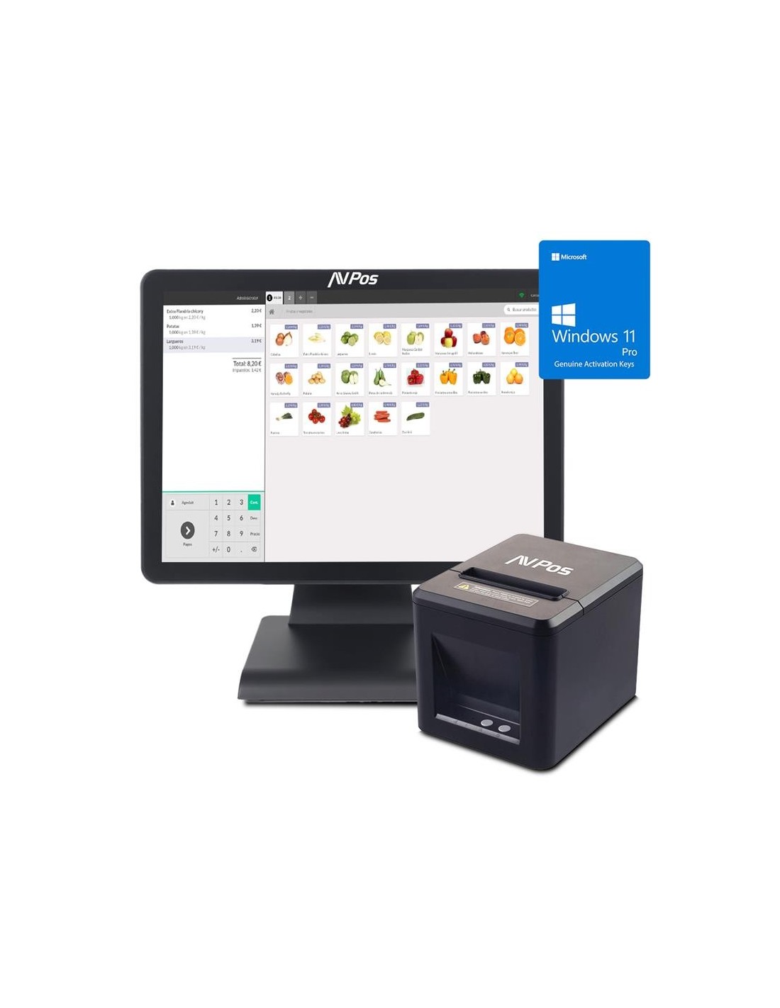 PACK TPV AVPOS K2000 15 I3/8GB/128GB/WIFI/BLUETOOTH/LAN 1000/W11P + TC21