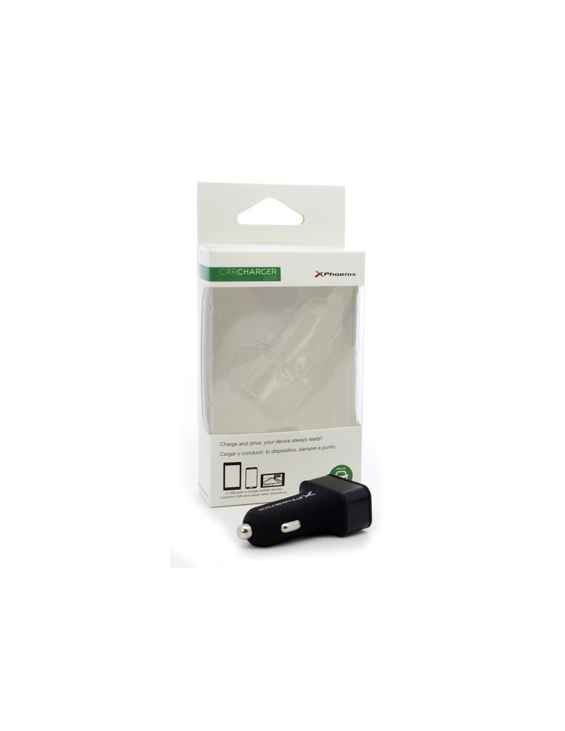 CARGADOR COCHE SMARTPHONE PHOENIX 5V 3x USB 7.2A