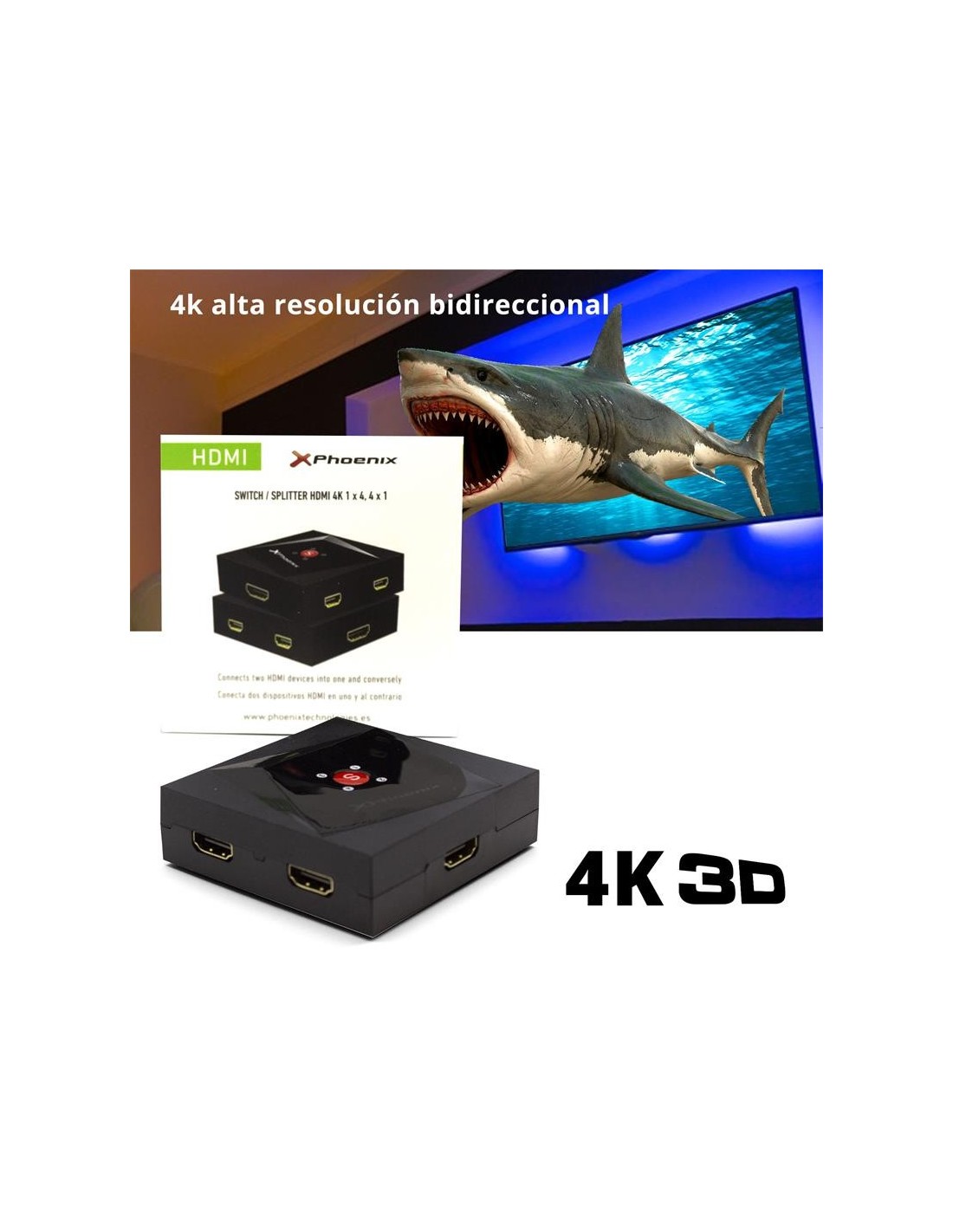 CONMUTADOR HDMI PHOENIX 4X1 SWITCH BIDIRECCIONAL