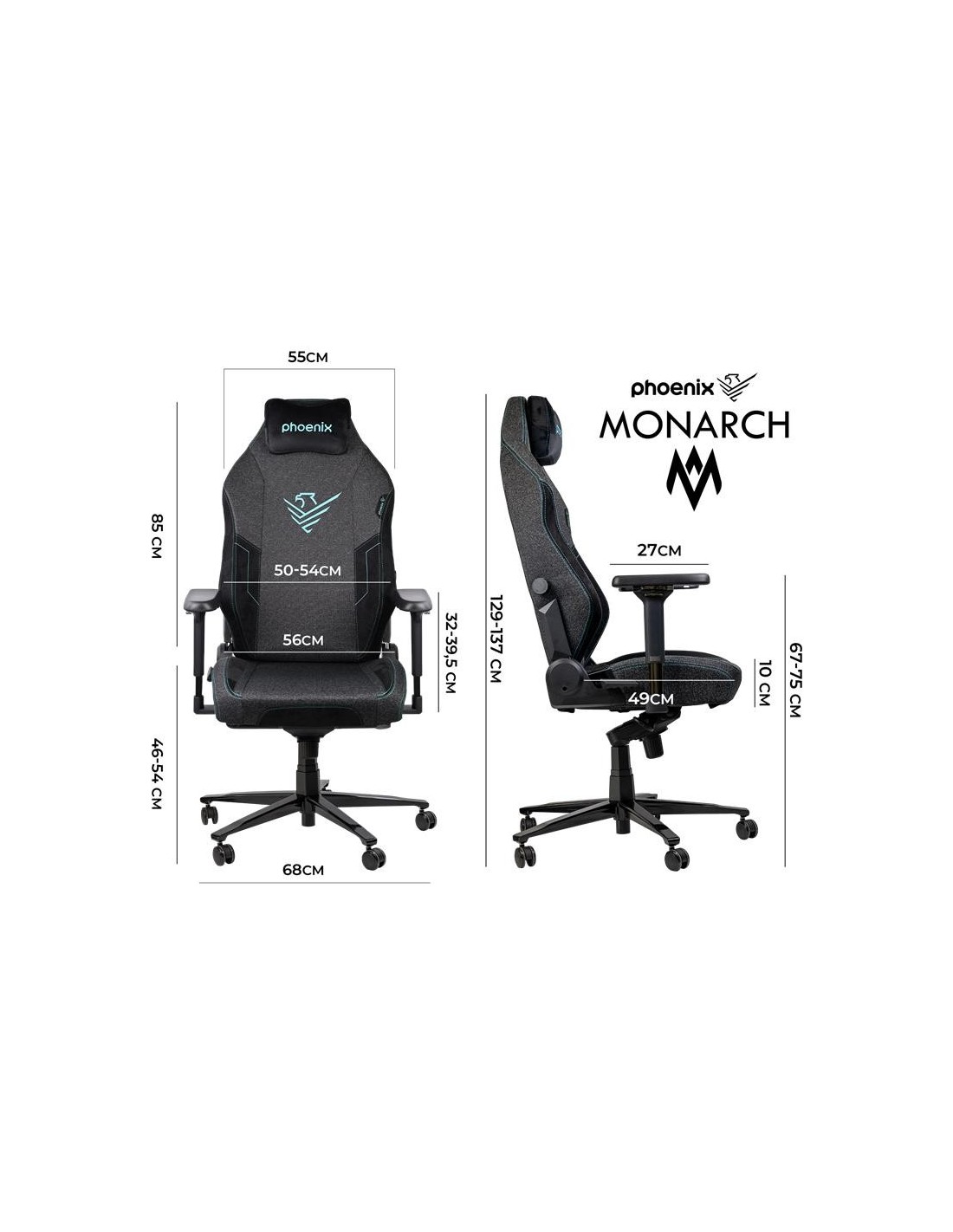 SILLA GAMING PHOENIX TELA MONARCH TALLA R BLACK/BLUE
