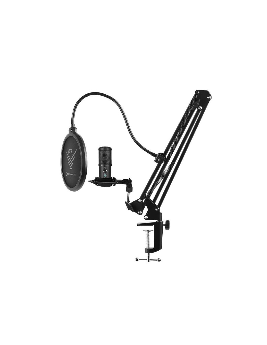 MICROFONO PHOENIX PROFESIONAL + BRAZO ARTICULADO + FILTRO ANTIPOP USB