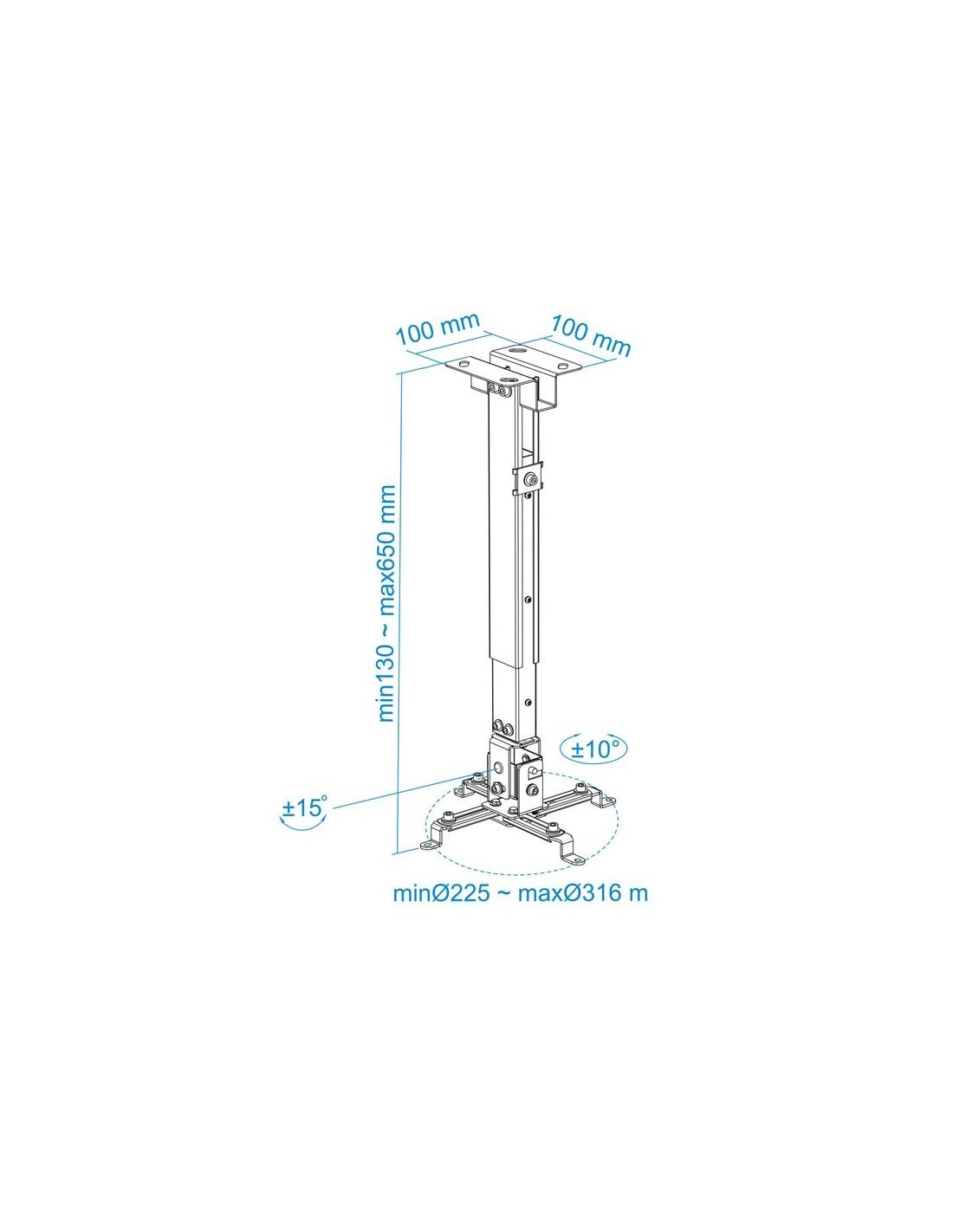 SOPORTE PROYECTOR TOOQ TECHO INCLINABLE WHITE