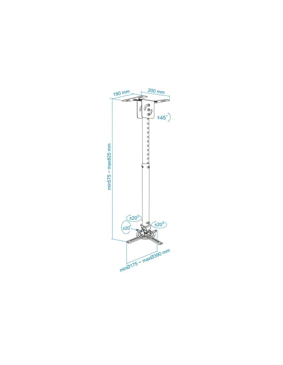 SOPORTE PROYECTOR TOOQ TECHO GIRATORIO E INCLINABLE BLACK