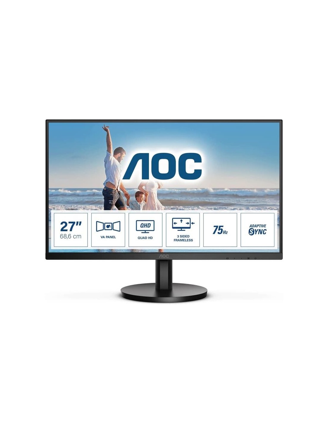 MONITOR AOC 27 QHD 2K MULTIMEDIA VGA HDMI DP 3YR GARANTIA