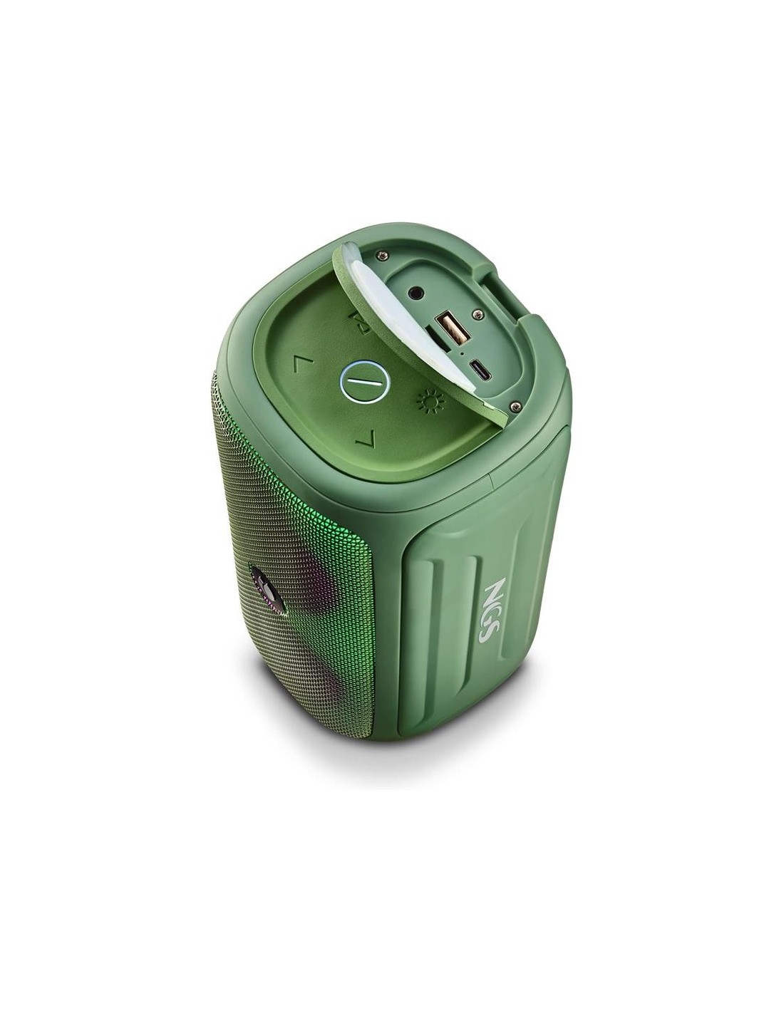 ALTAVOCES NGS ROLLER BEAST RGB PORTATIL WATERPROOF IPX5/BT/USB/AUX/FM GREEN