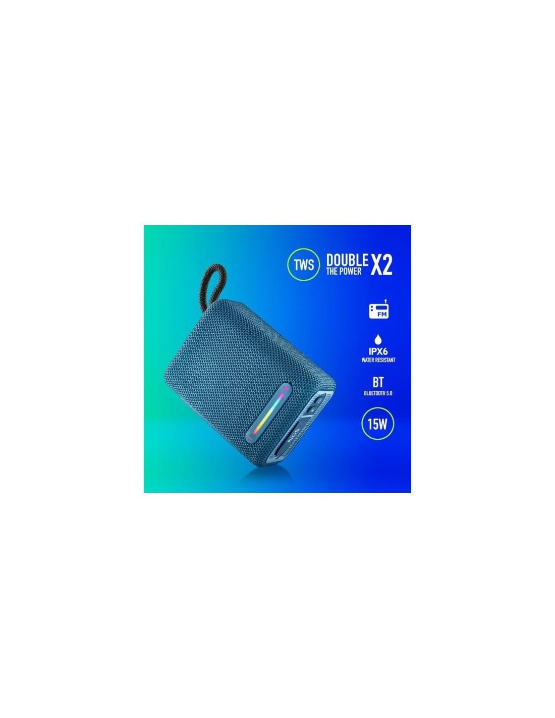 ALTAVOCES NGS ROLLER FURIA RGB PORTATIL WATERPROOF IPX6/BT/USB/AUX BLUE