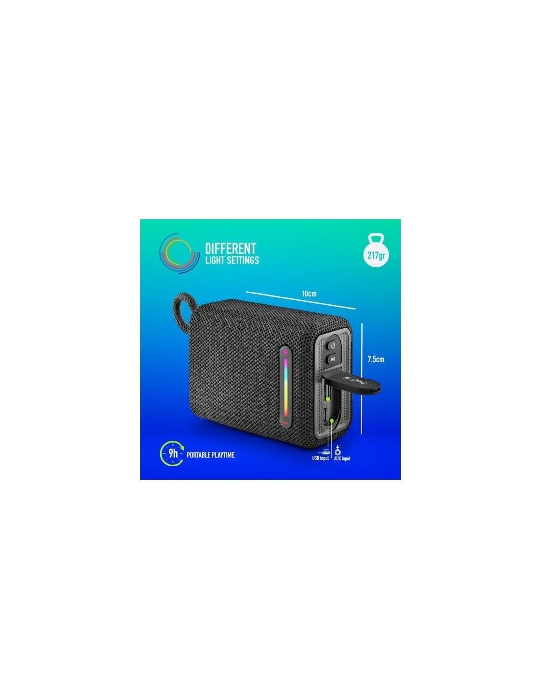 ALTAVOCES NGS ROLLER FURIA RGB PORTATIL WATERPROOF IPX6/BT/USB/AUX BLUE