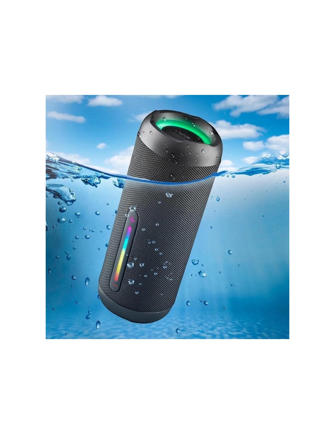 ALTAVOCES NGS ROLLER FURIA 2 RGB PORTATIL WATERPROOF IPX7/BT/USB/AUX BLACK