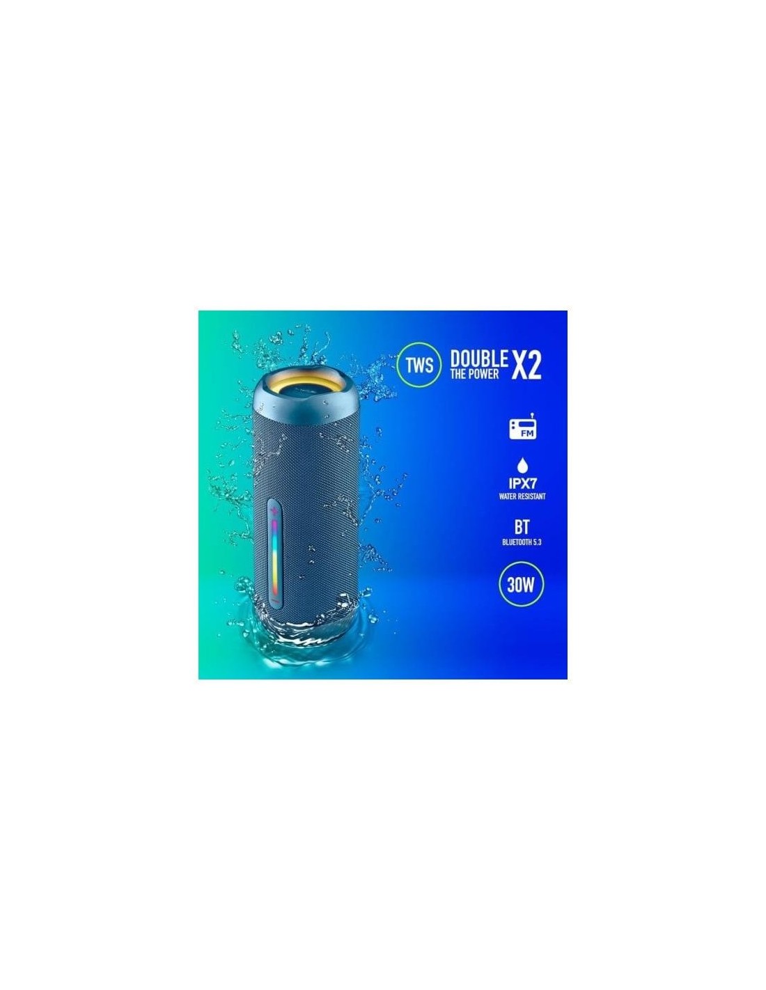 ALTAVOCES NGS ROLLER FURIA 2 RGB PORTATIL WATERPROOF IPX7/BT/USB/AUX BLUE