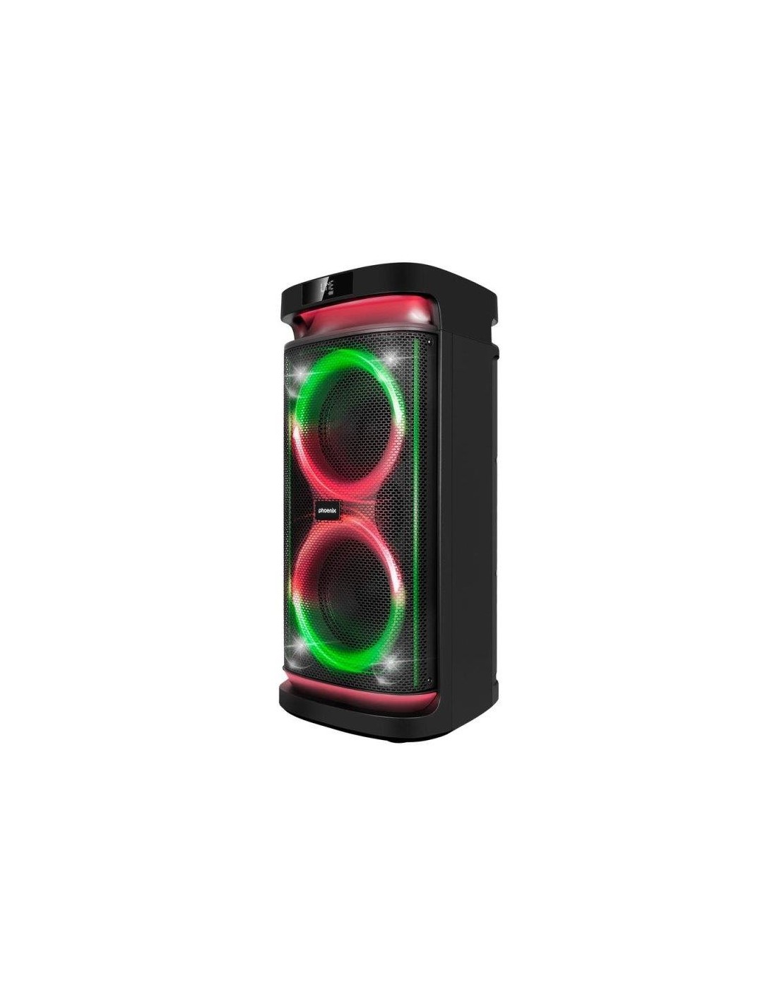 ALTAVOZ PHOENIX RUMBLEBOSS USB MICROSD FM BT RGB 80W KARAOKE + 2 MICROFONOS