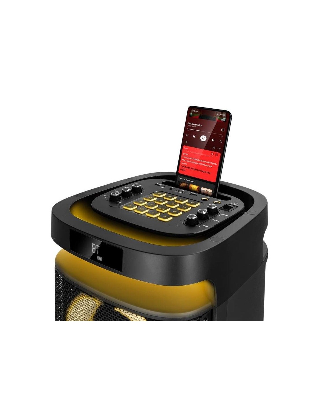 ALTAVOZ PHOENIX RUMBLEBOSS USB MICROSD FM BT RGB 80W KARAOKE + 2 MICROFONOS