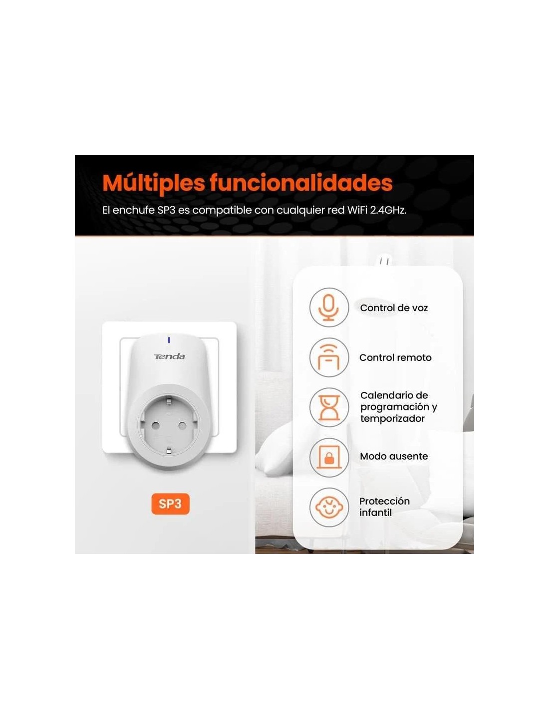 ENCHUFE INTELIGENTE TENDA SP3 WIFI 2.4GHZ ( PACK 4 UNIDADES )