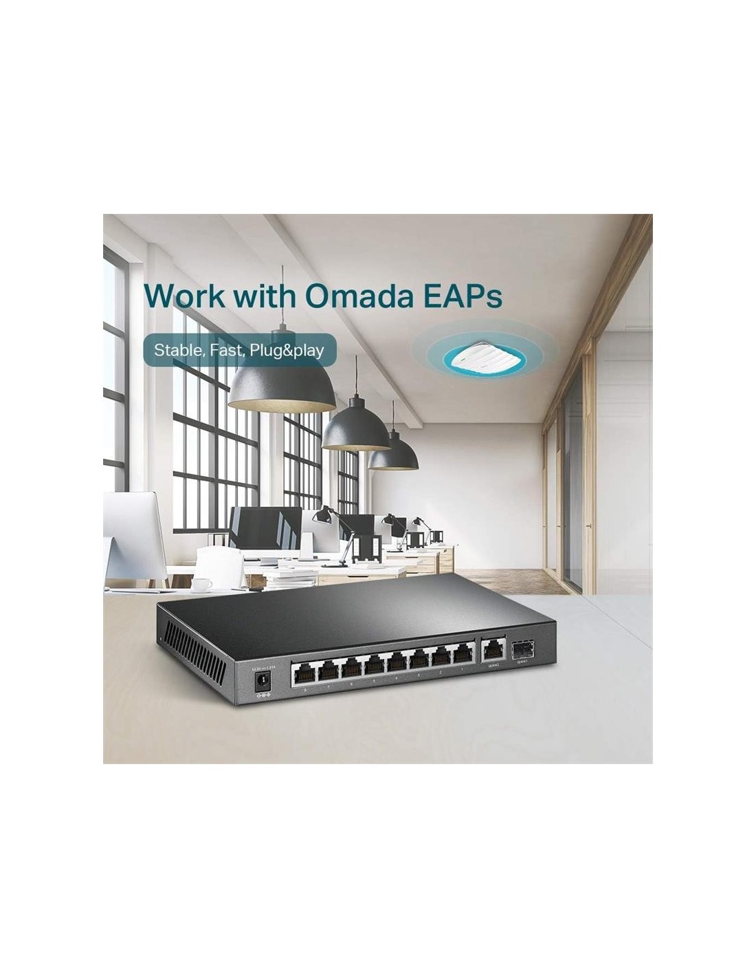 SWITCH TP-LINK GIGABIT 8 PUERTOS POE + 1 SFP TL-SG1210P