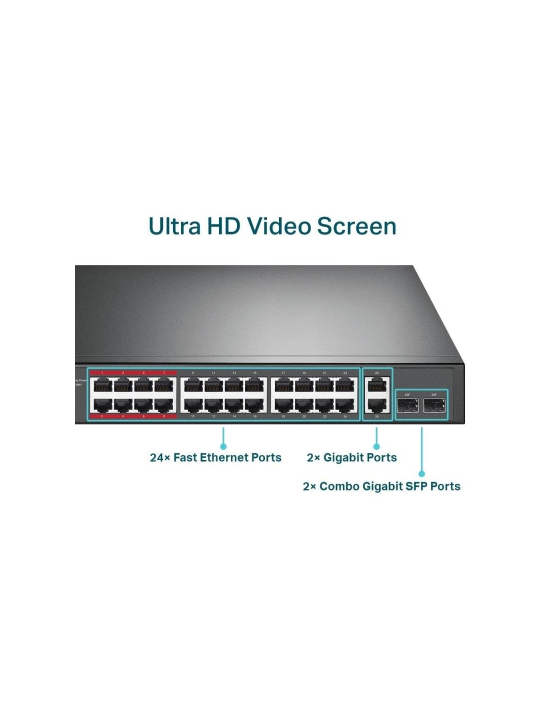 SWITCH TP-LINK GIGABIT 24 PUERTOS + 2 POE+ TL-SL1226P