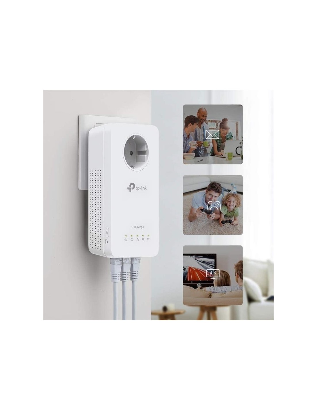 POWERLINE TP-LINK TL-WPA8631P ETHERNET AV1300 + ENCHUFE KIT 2UD