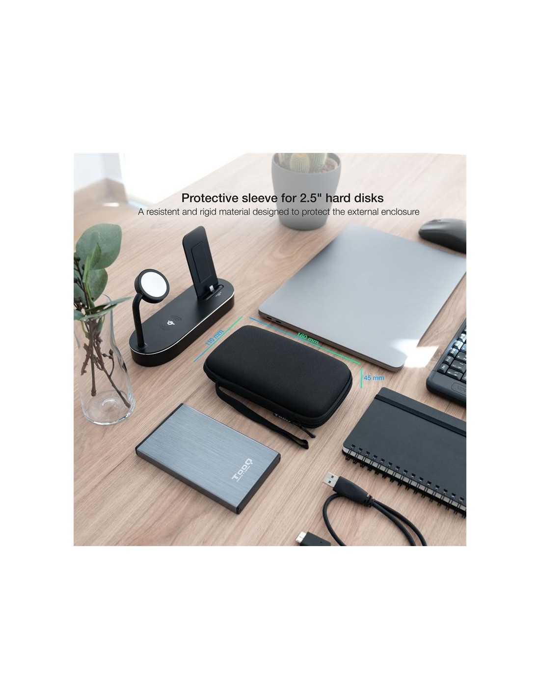 FUNDA TOOQ PARA DISCO DURO EXTERNO DE 2,5 BLACK