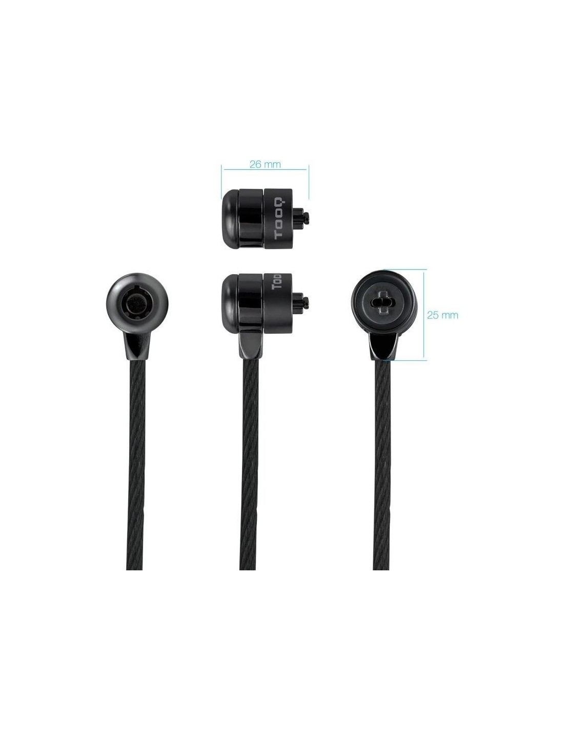 CABLE SEGURIDAD TOOQ PORTATIL CON LLAVE 1.5M BLACK