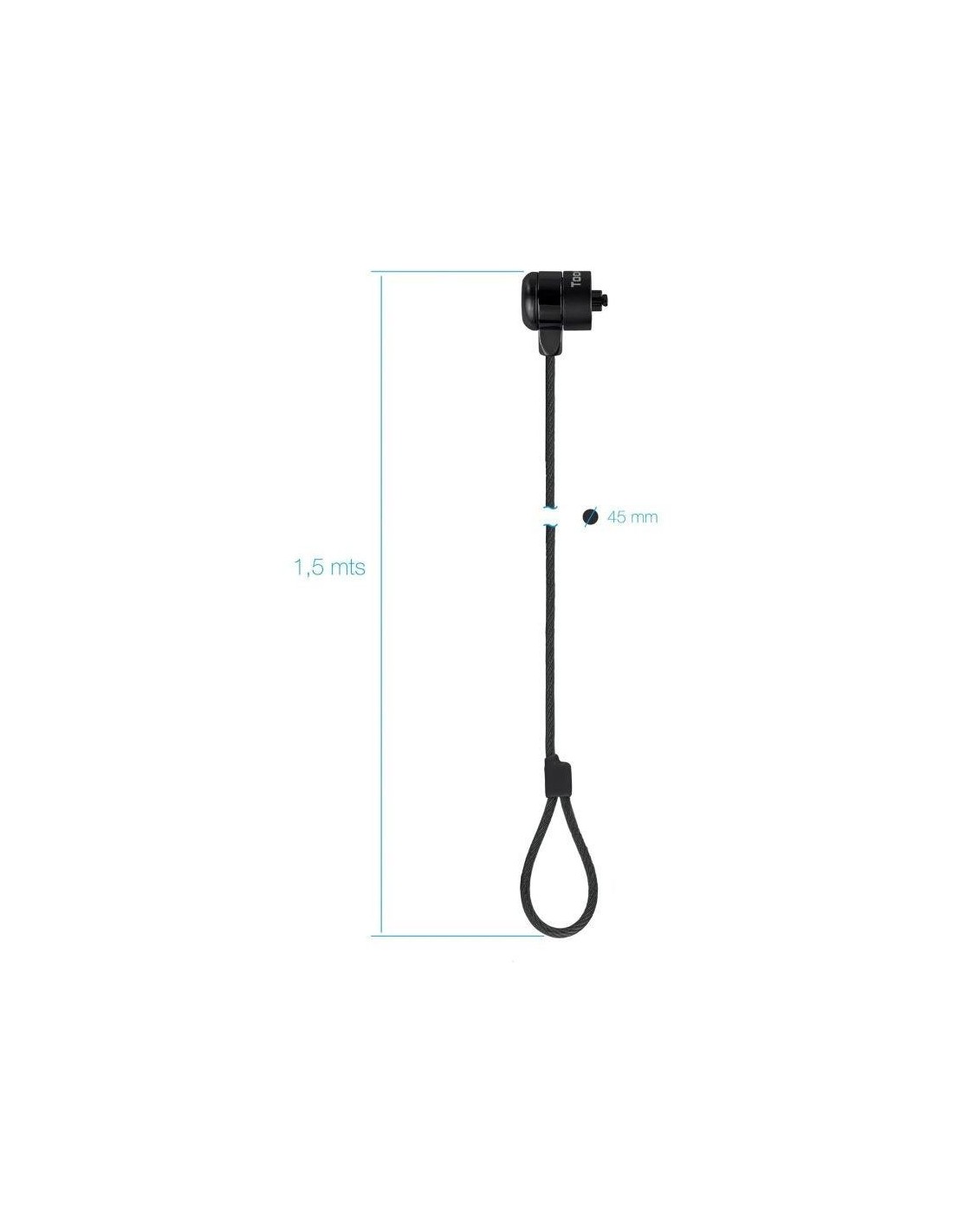 CABLE SEGURIDAD TOOQ PORTATIL CON LLAVE 1.5M BLACK