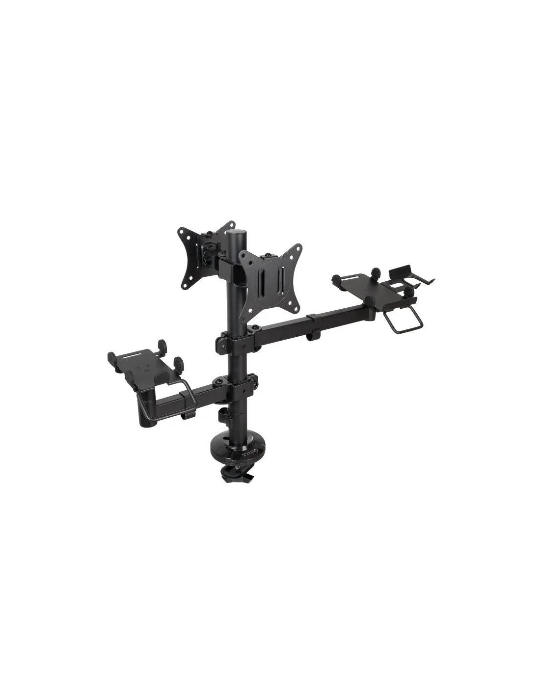 SOPORTE DE MESA TOOQ MONITOR + IMPRESORA + TERMINAL 17-32 2 BRAZOS BLACK